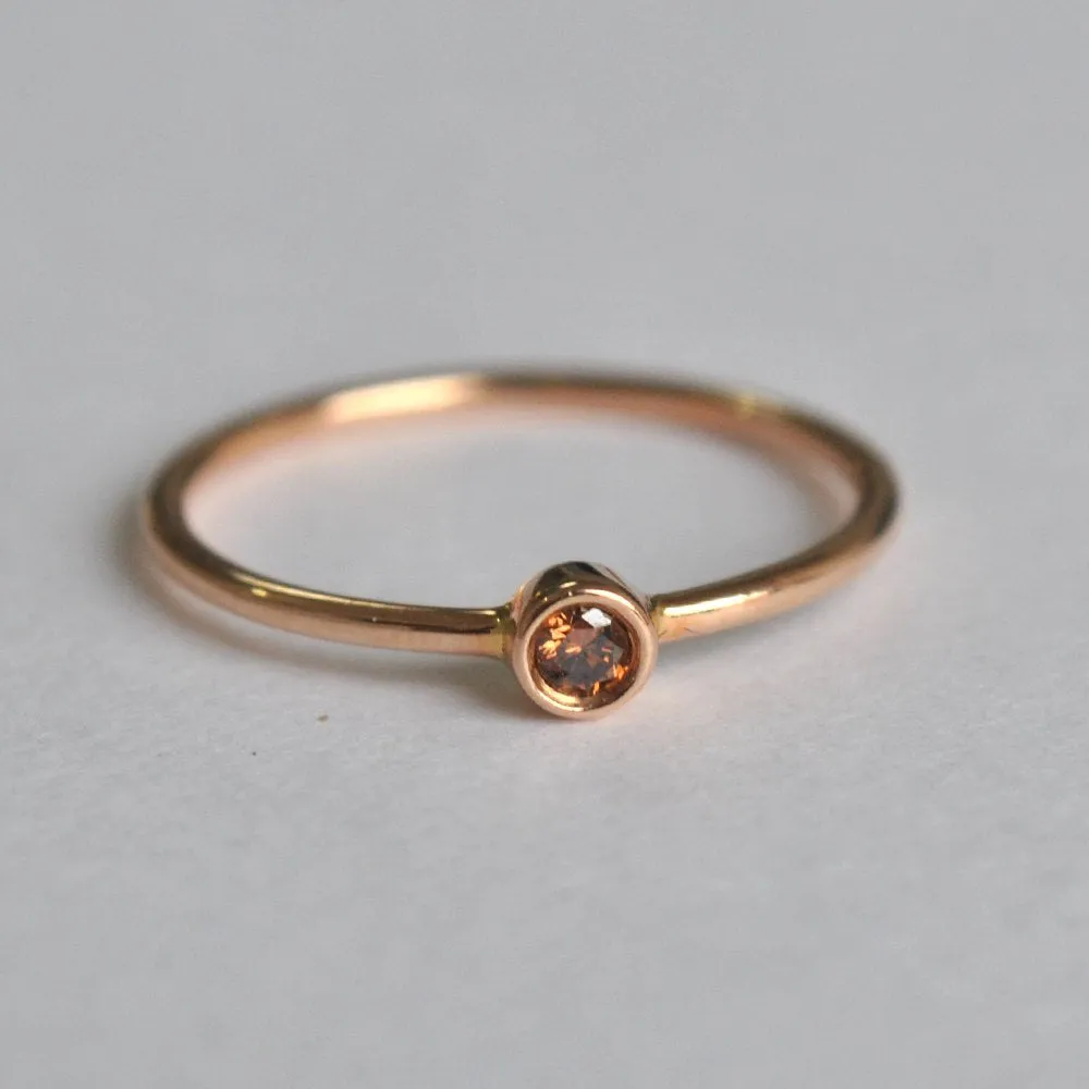 0.04 Ct Round Champagne Baby Diamond Ring