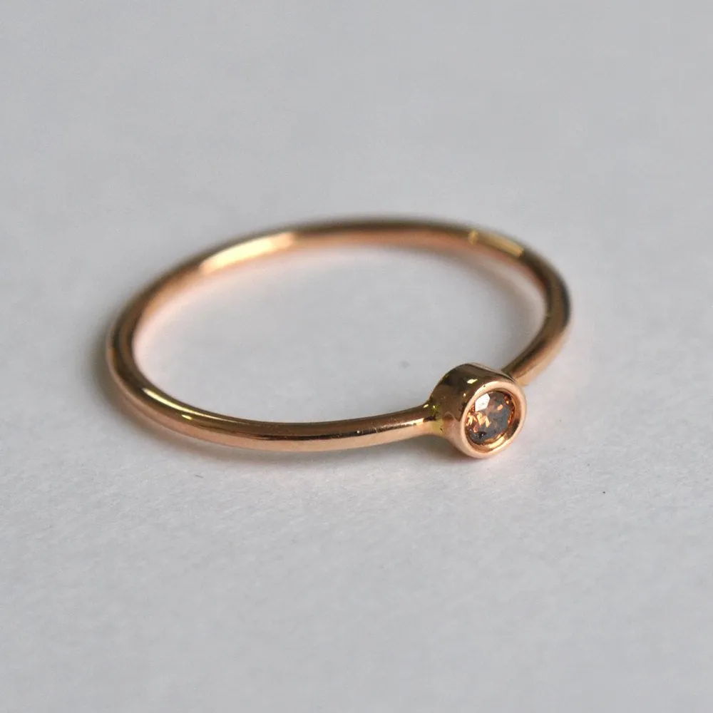 0.04 Ct Round Champagne Baby Diamond Ring