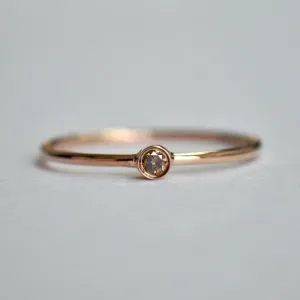 0.04 Ct Round Champagne Baby Diamond Ring