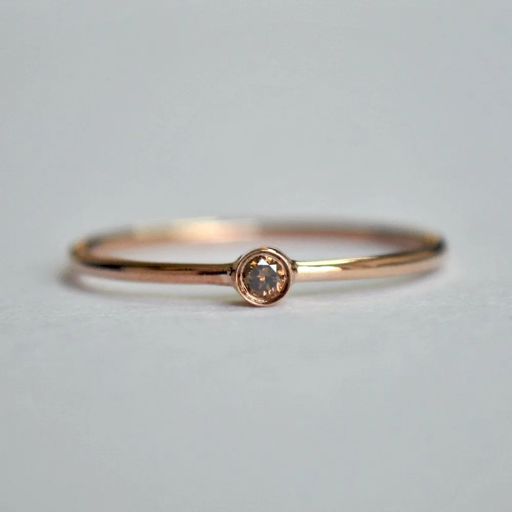0.04 Ct Round Champagne Baby Diamond Ring
