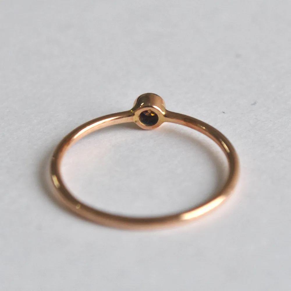 0.04 Ct Round Champagne Baby Diamond Ring