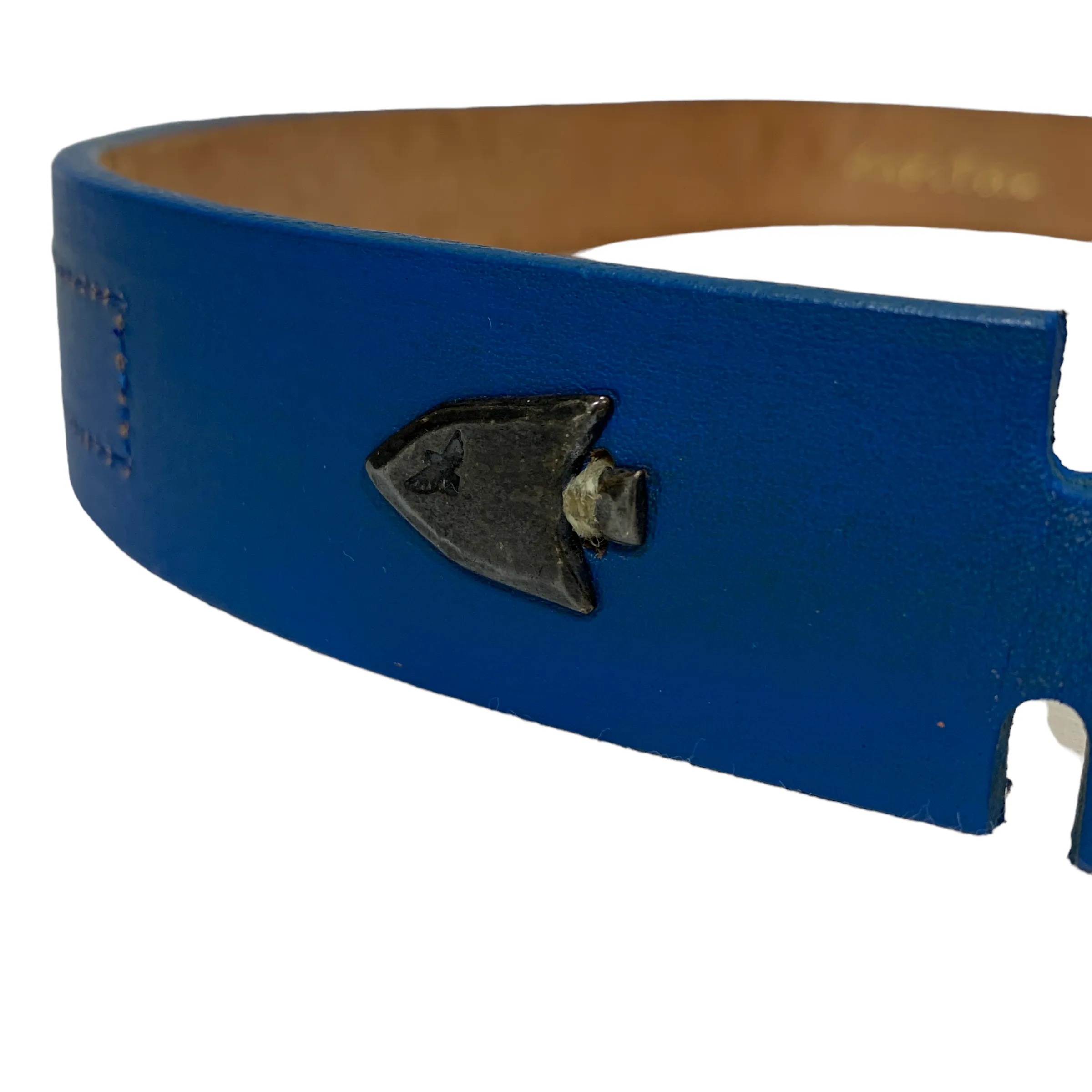 [1] Kapital Arrowhead Painted Leather Belt Blue
