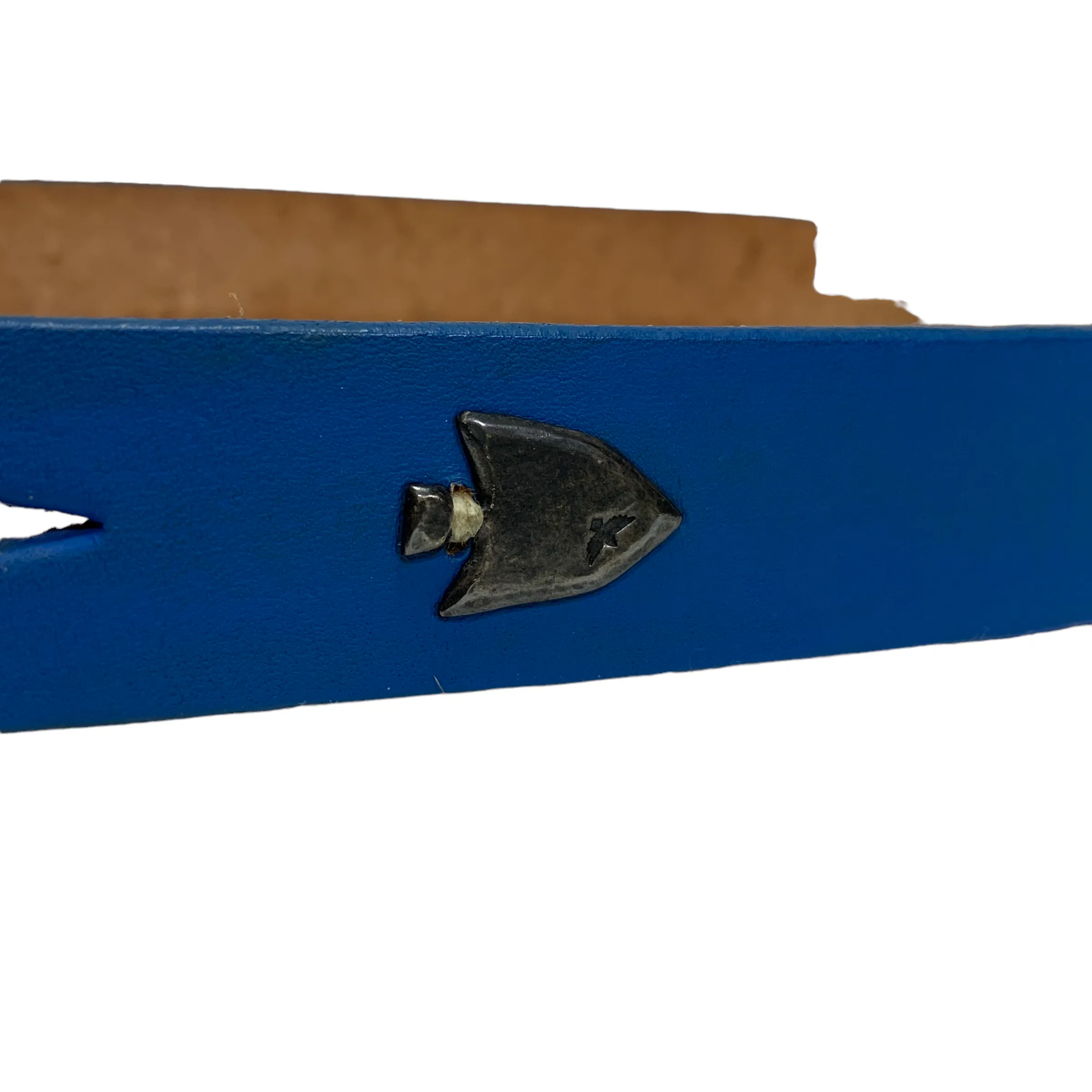 [1] Kapital Arrowhead Painted Leather Belt Blue