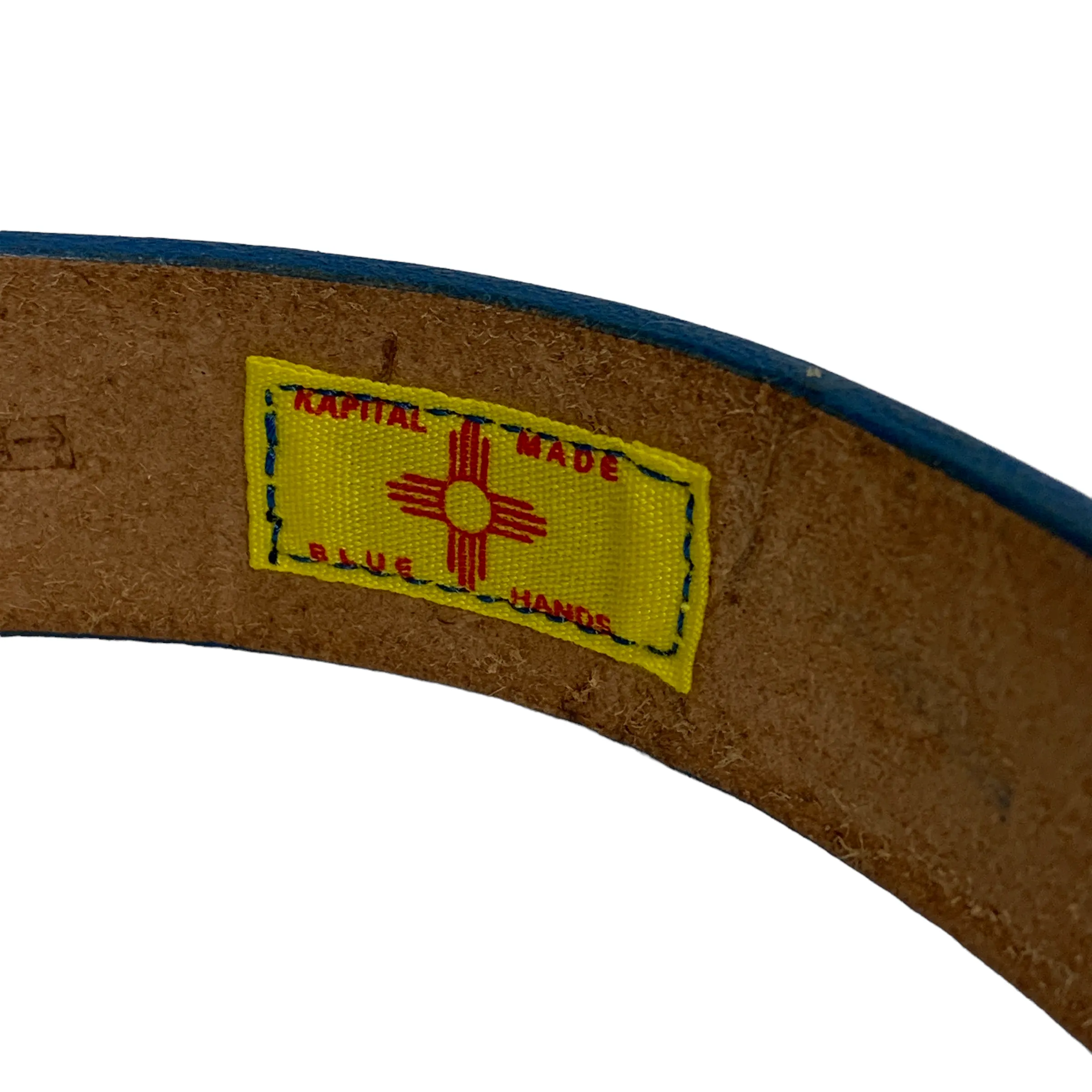 [1] Kapital Arrowhead Painted Leather Belt Blue
