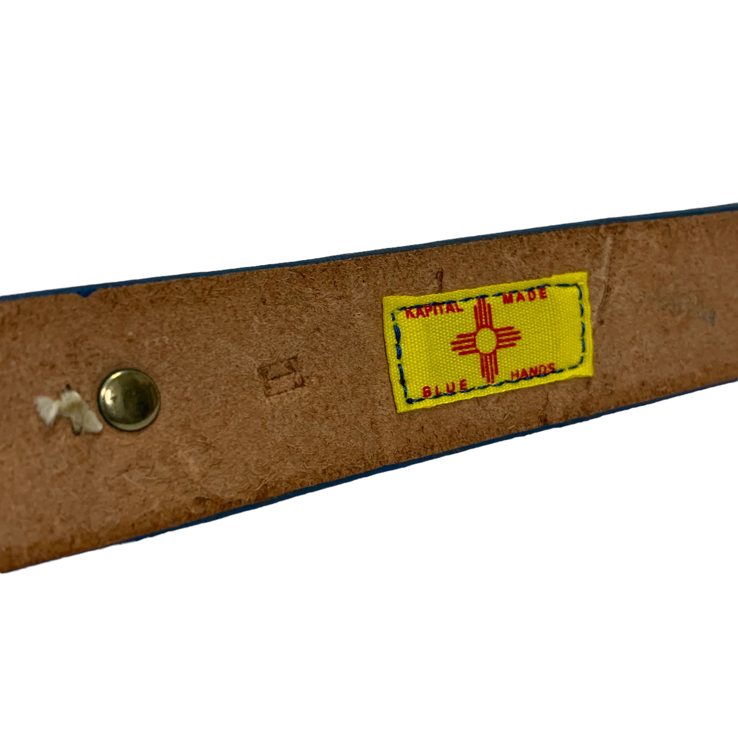 [1] Kapital Arrowhead Painted Leather Belt Blue