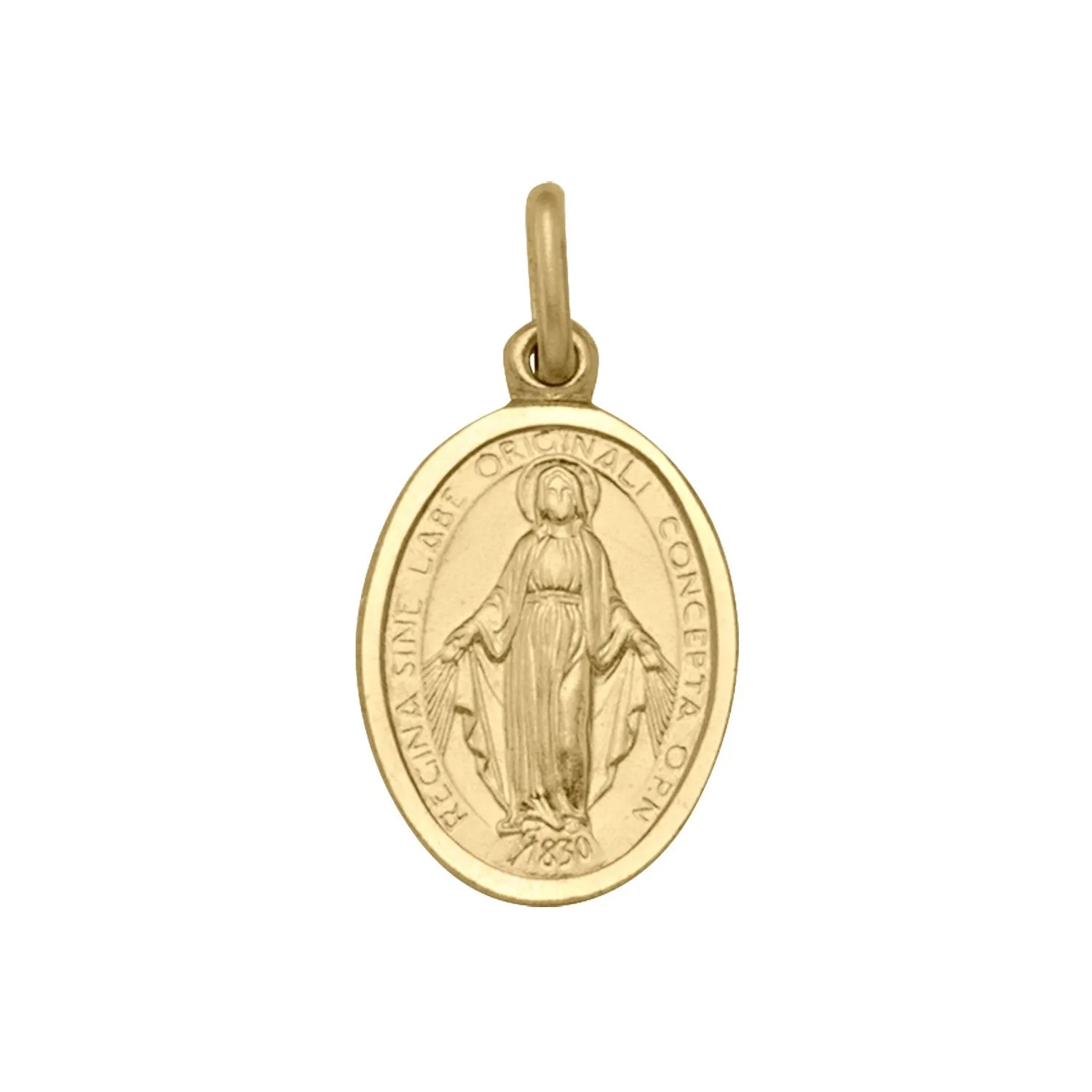 (10K , 14K, 18K) Yellow Gold (11mm) Miraculous Medal Oval Pendant
