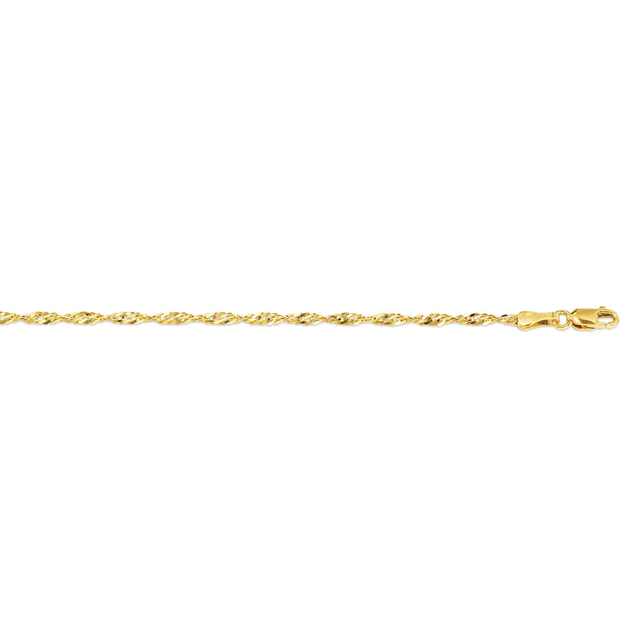 10K Yellow Gold (2.2mm) Singapore Ankle Bracelet 10"