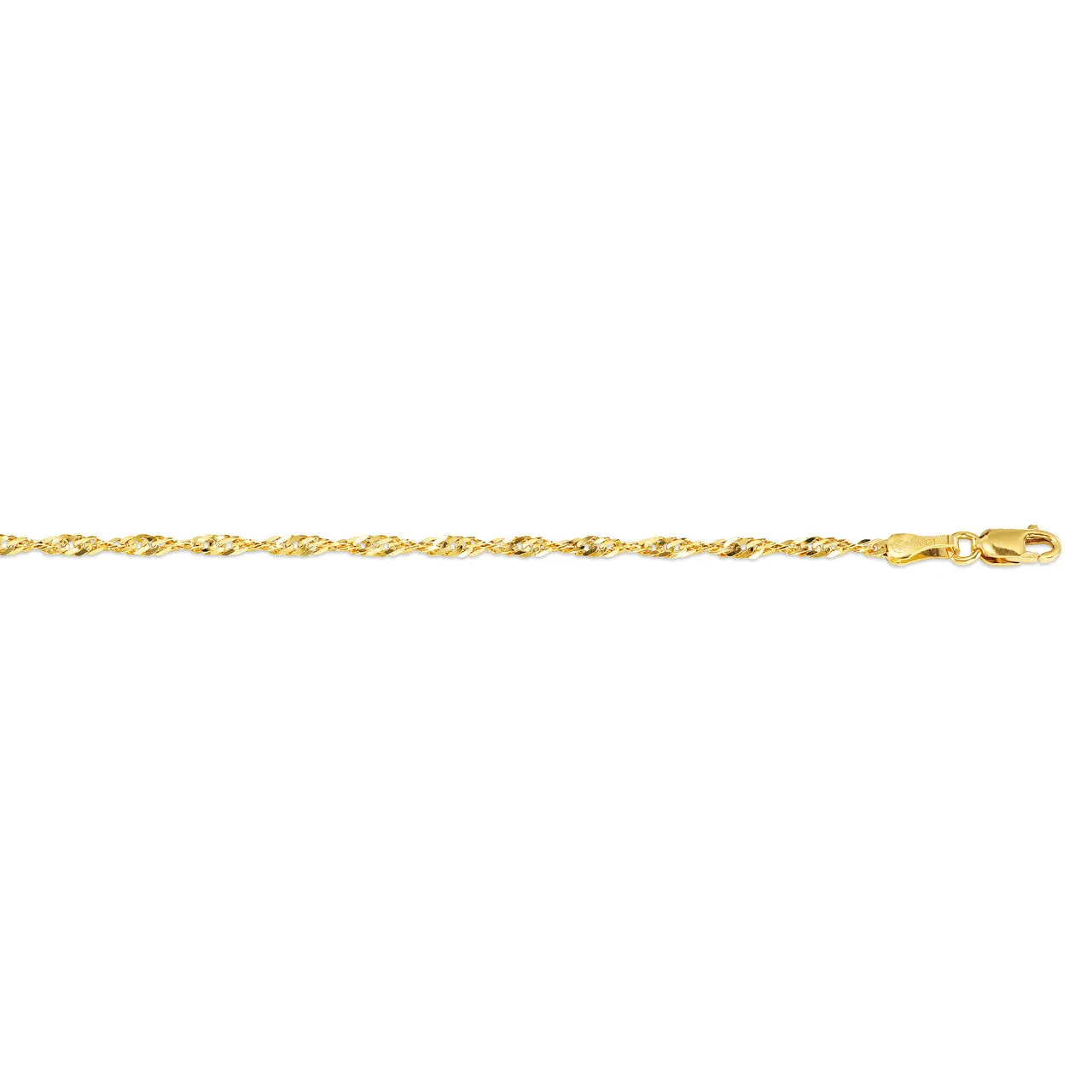 10K Yellow Gold (2.2mm) Singapore Ankle Bracelet 10"