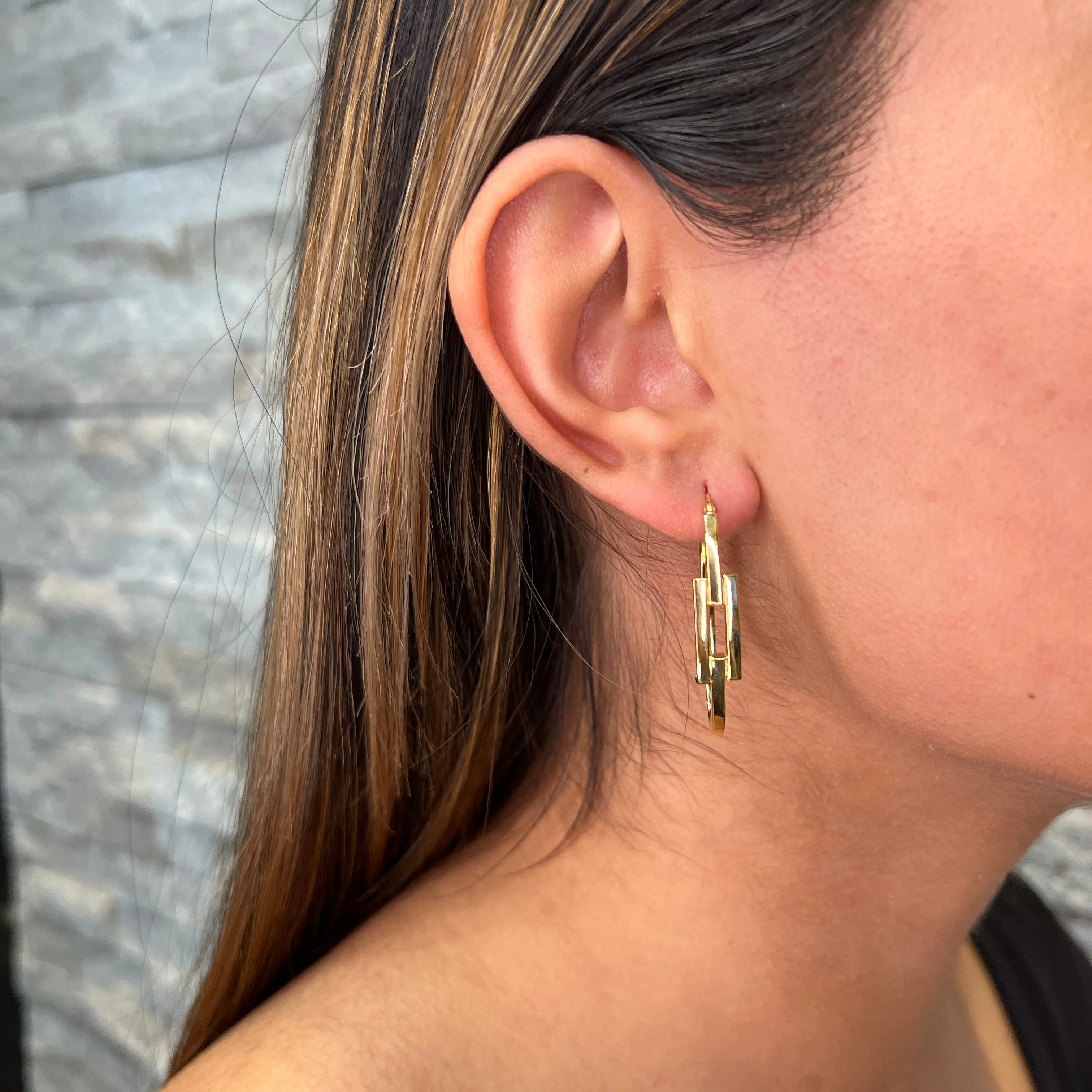 10K Yellow Gold Contemporary Hoop Earrings