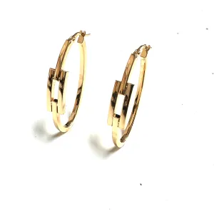 10K Yellow Gold Contemporary Hoop Earrings