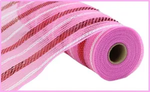 10" Poly/Faux Jute/Metallic Mesh: Lt. Pink, Red, White (10 Yards) RY8020AF