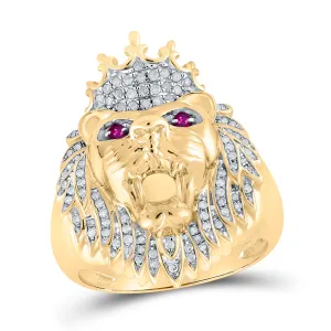 1/2CTW-DIA P1P2 LION FACE MENS RING