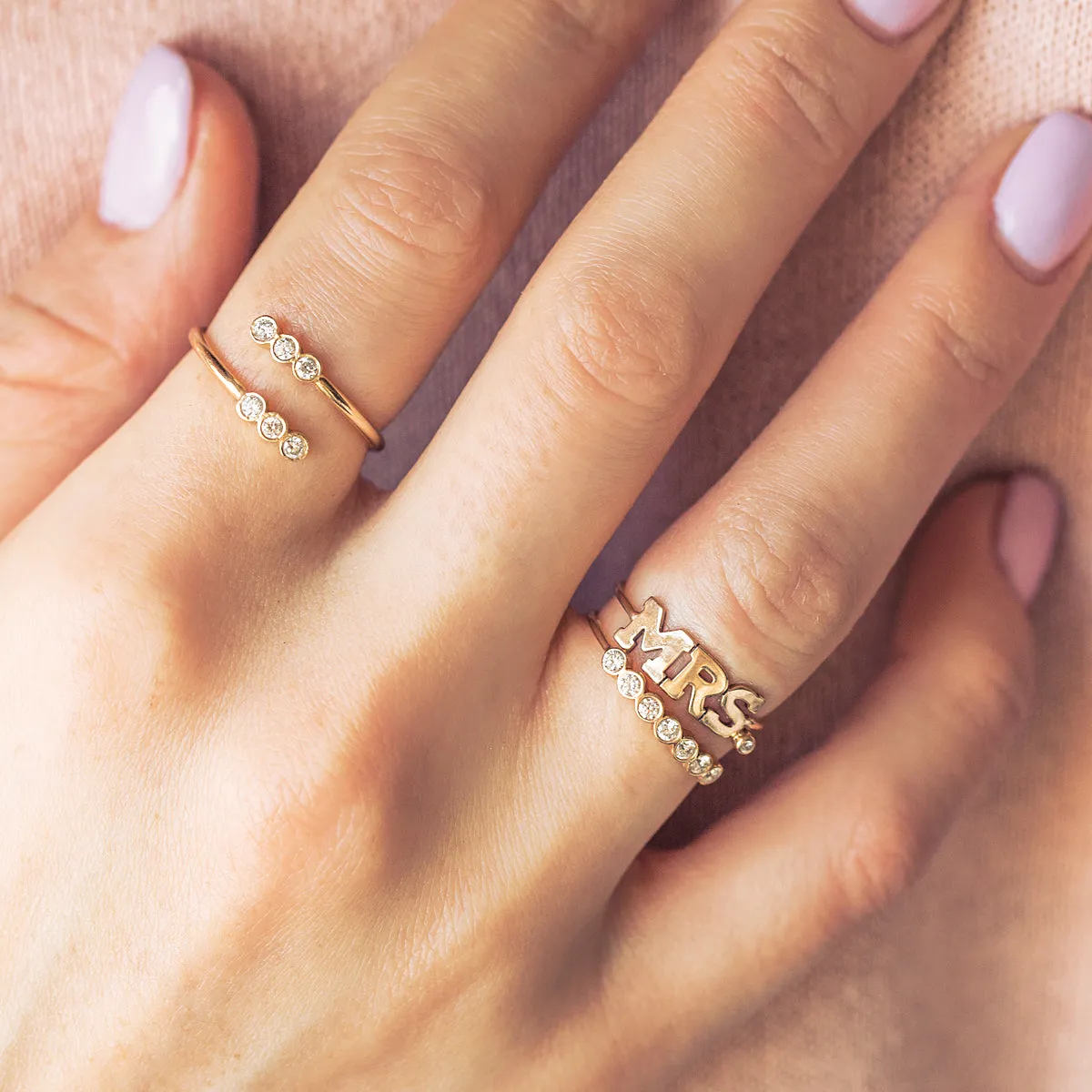 14k 7 Diamond Bezel Ring