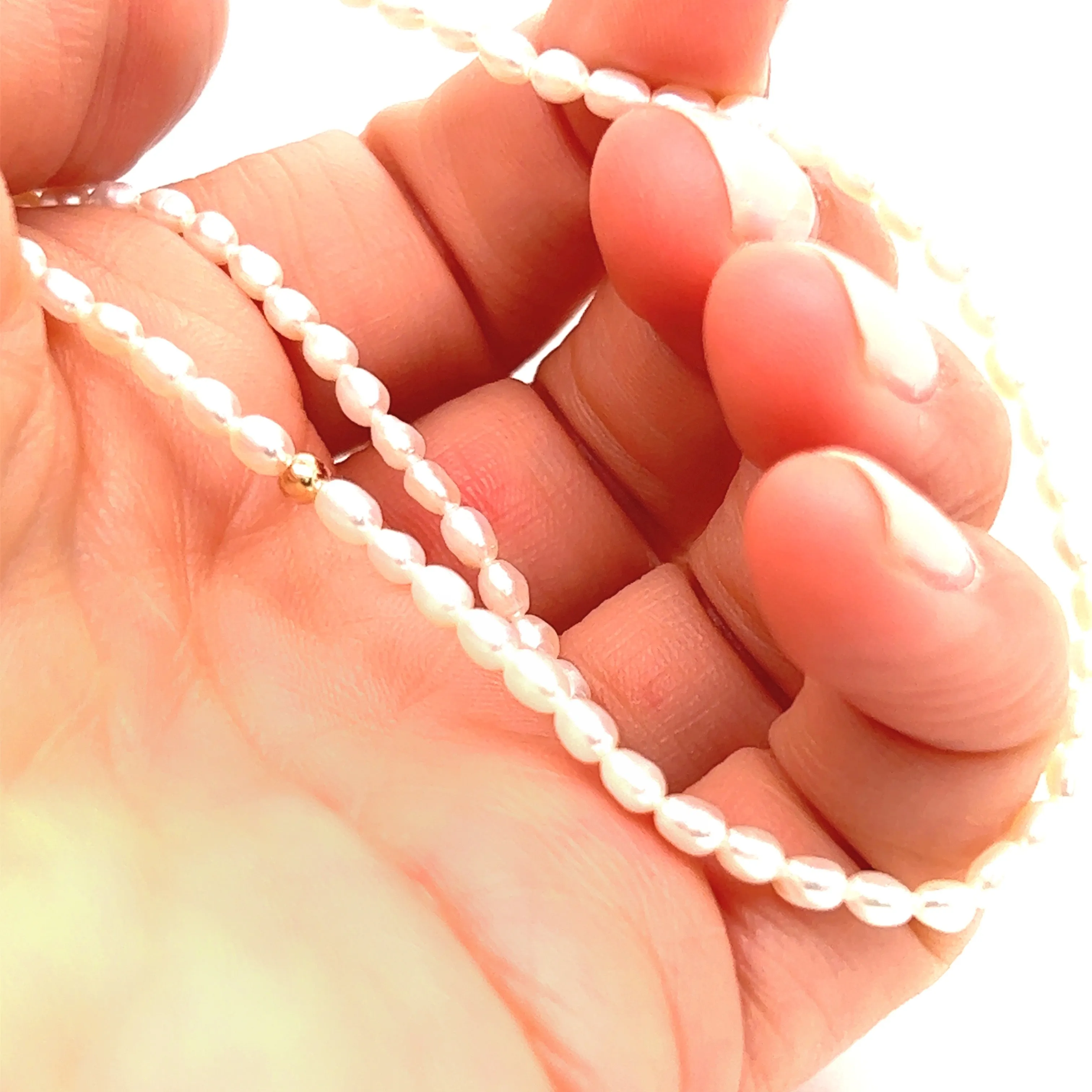 14K Gold 3mm Freshwater Seed Pearl Anklet