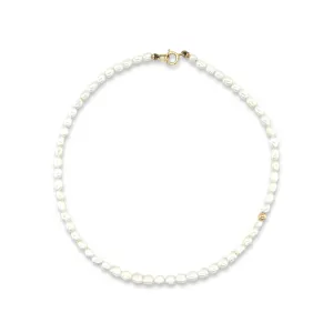 14K Gold 3mm Freshwater Seed Pearl Anklet