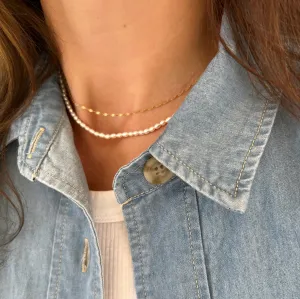 14K Gold 3MM Freshwater Seed Pearl Necklace