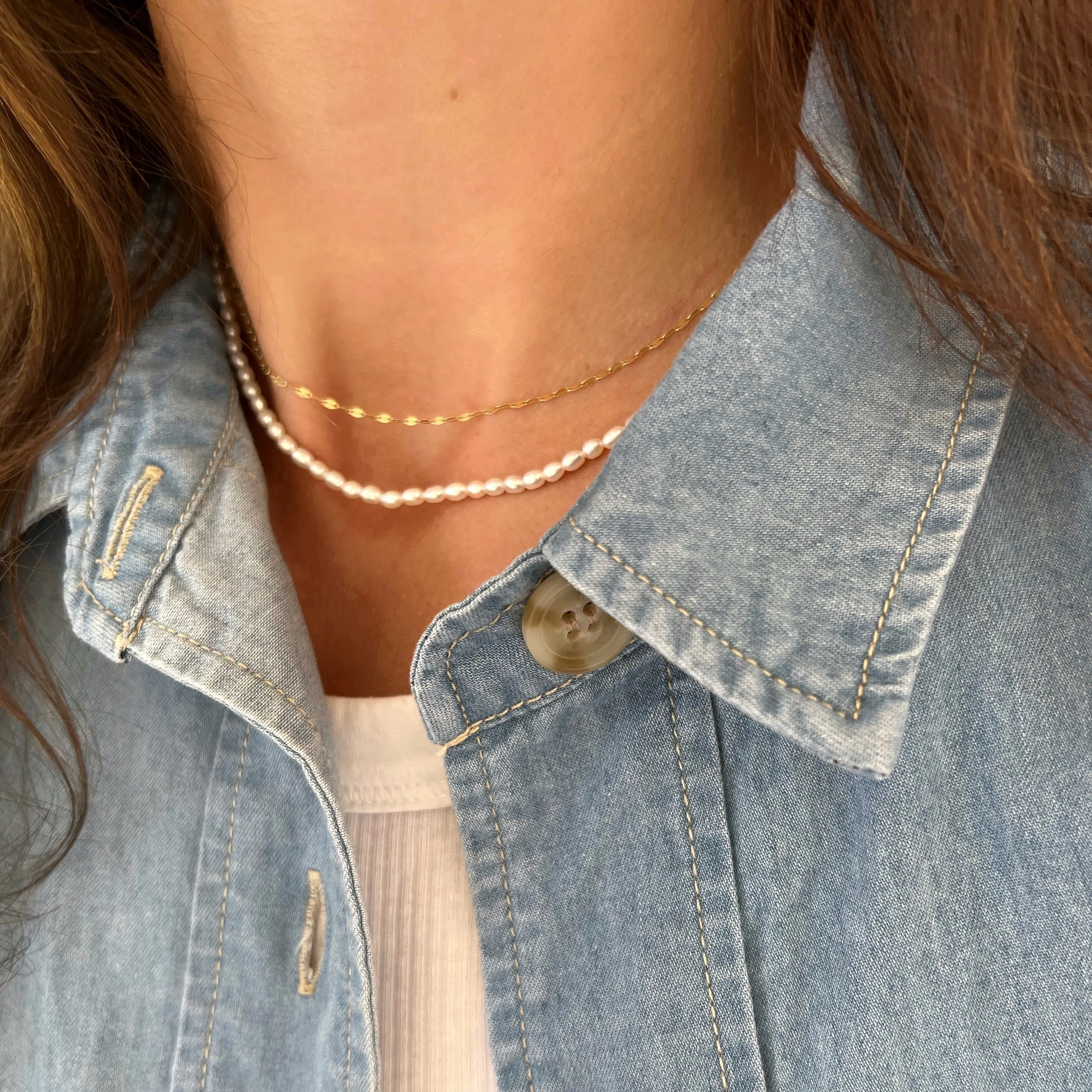 14K Gold 3MM Freshwater Seed Pearl Necklace