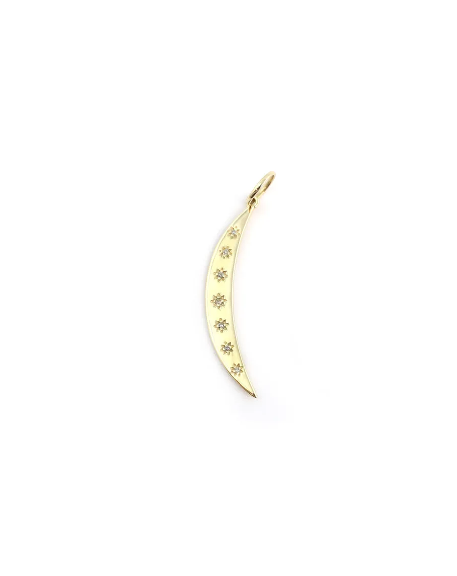 14K Gold Thin Crescent Moon Charm