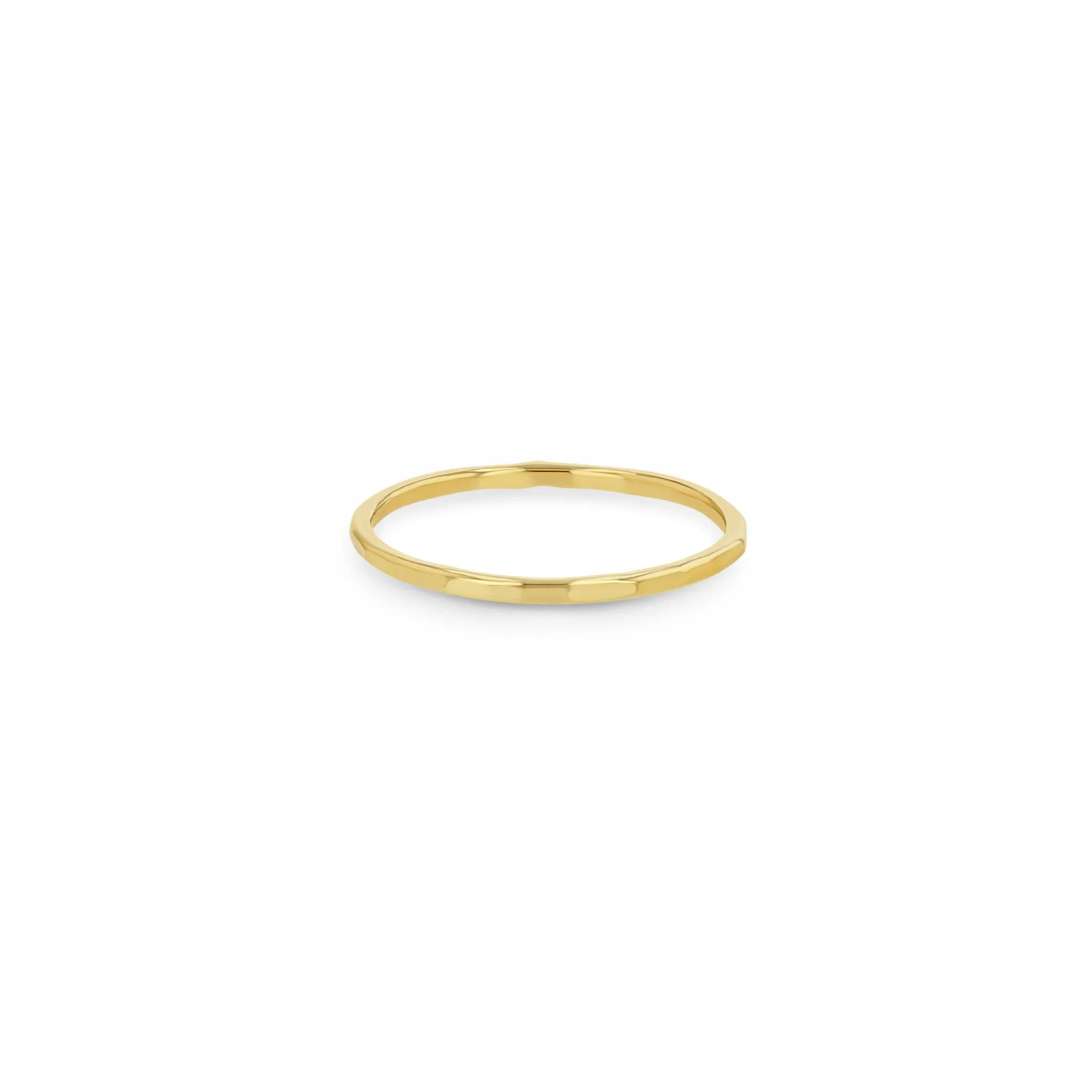 14k Gold Thin Hammered Band Ring