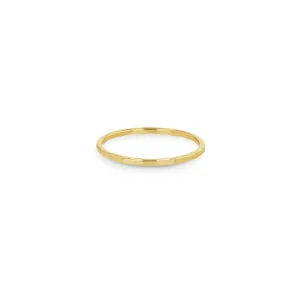 14k Gold Thin Hammered Band Ring