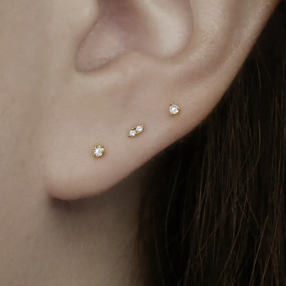 14k Gold Tiny CZ Stud Earring