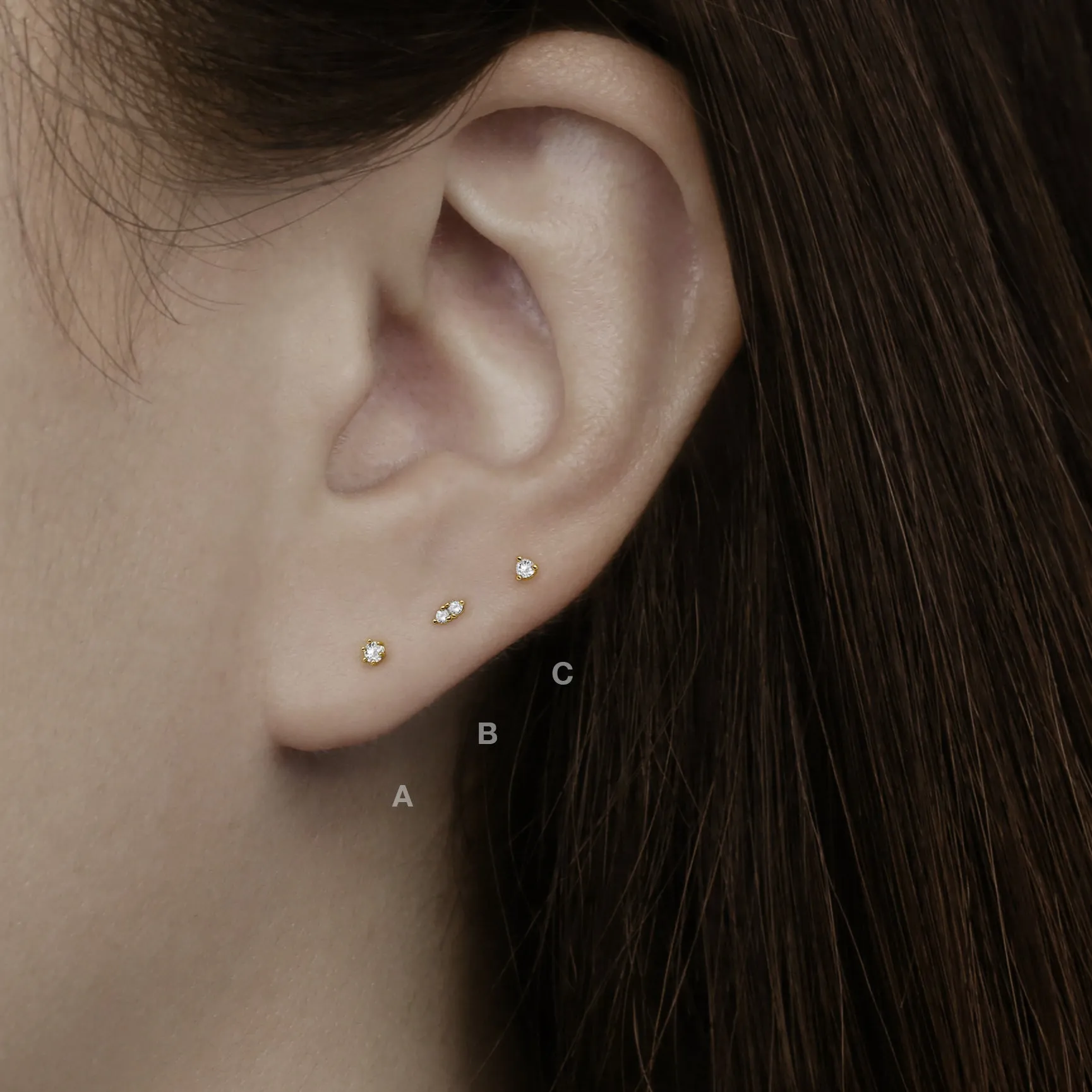 14k Gold Tiny CZ Stud Earring