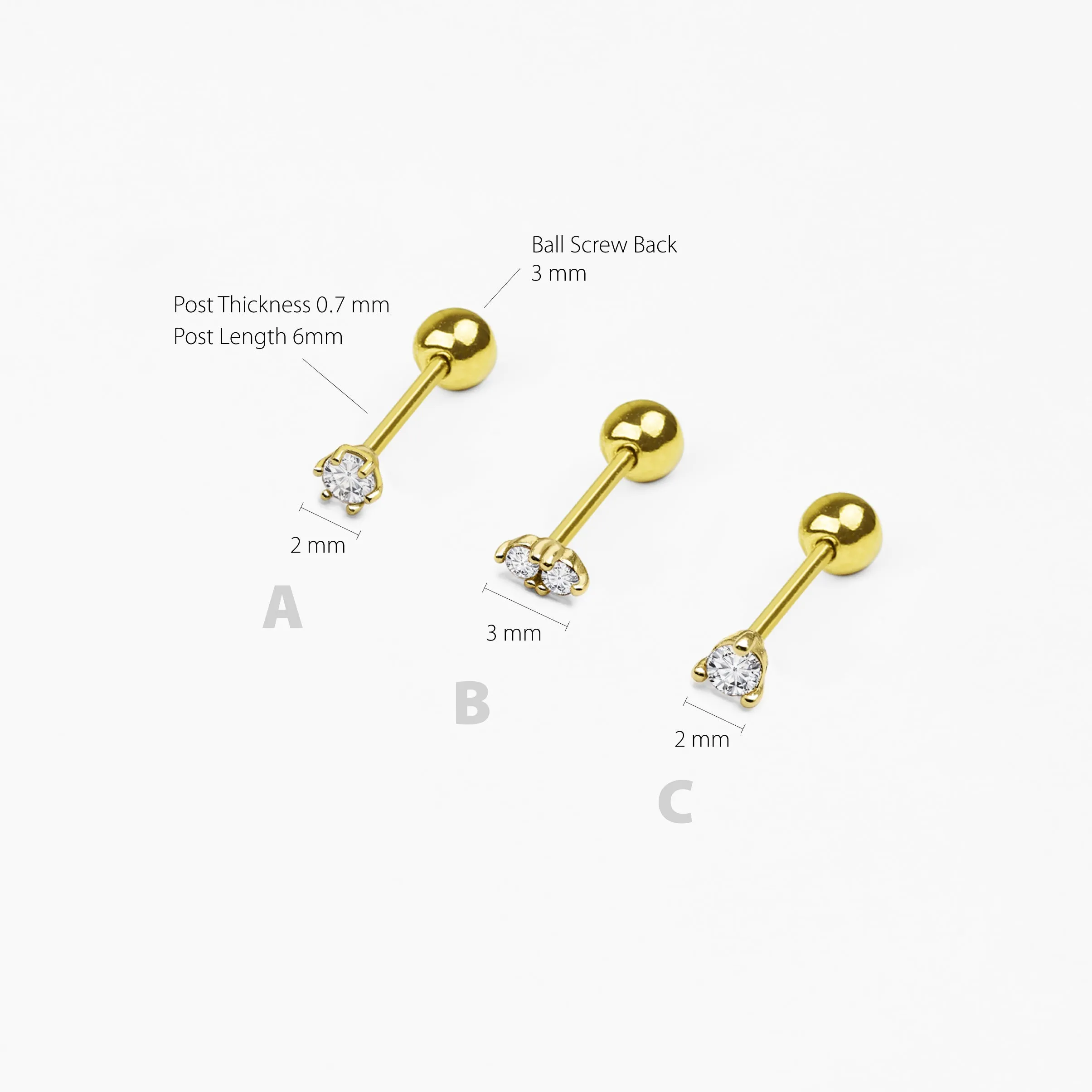 14k Gold Tiny CZ Stud Earring