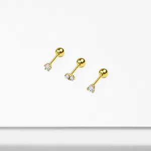 14k Gold Tiny CZ Stud Earring