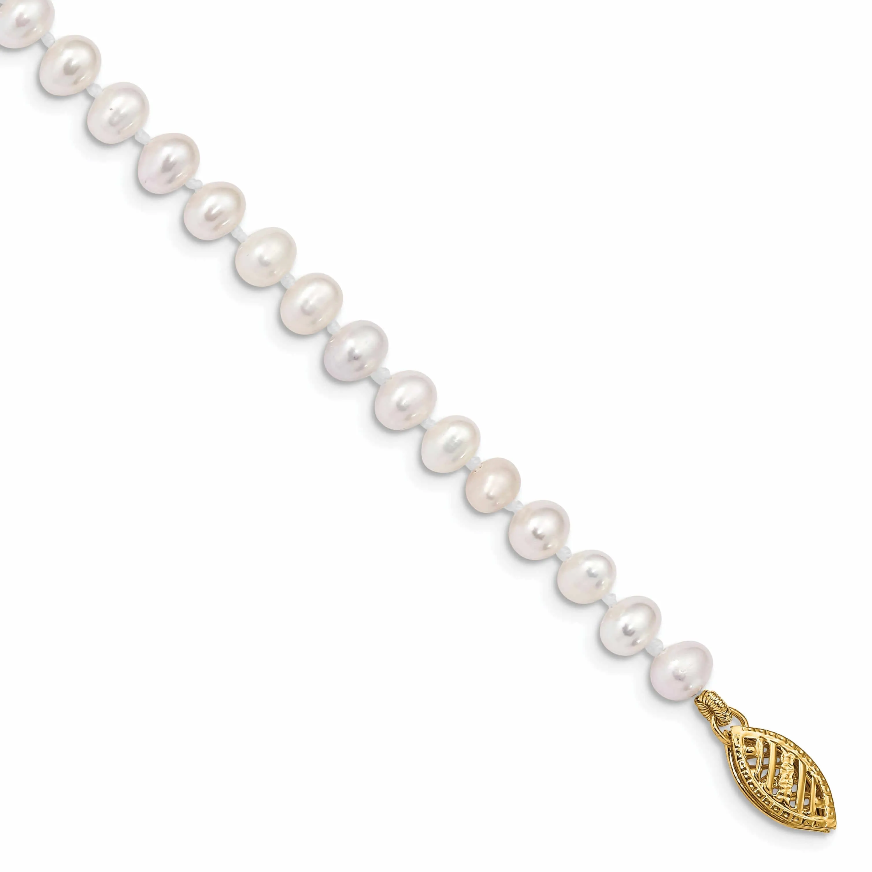 14k Gold White Freshwater Cultured Pearl Necklace