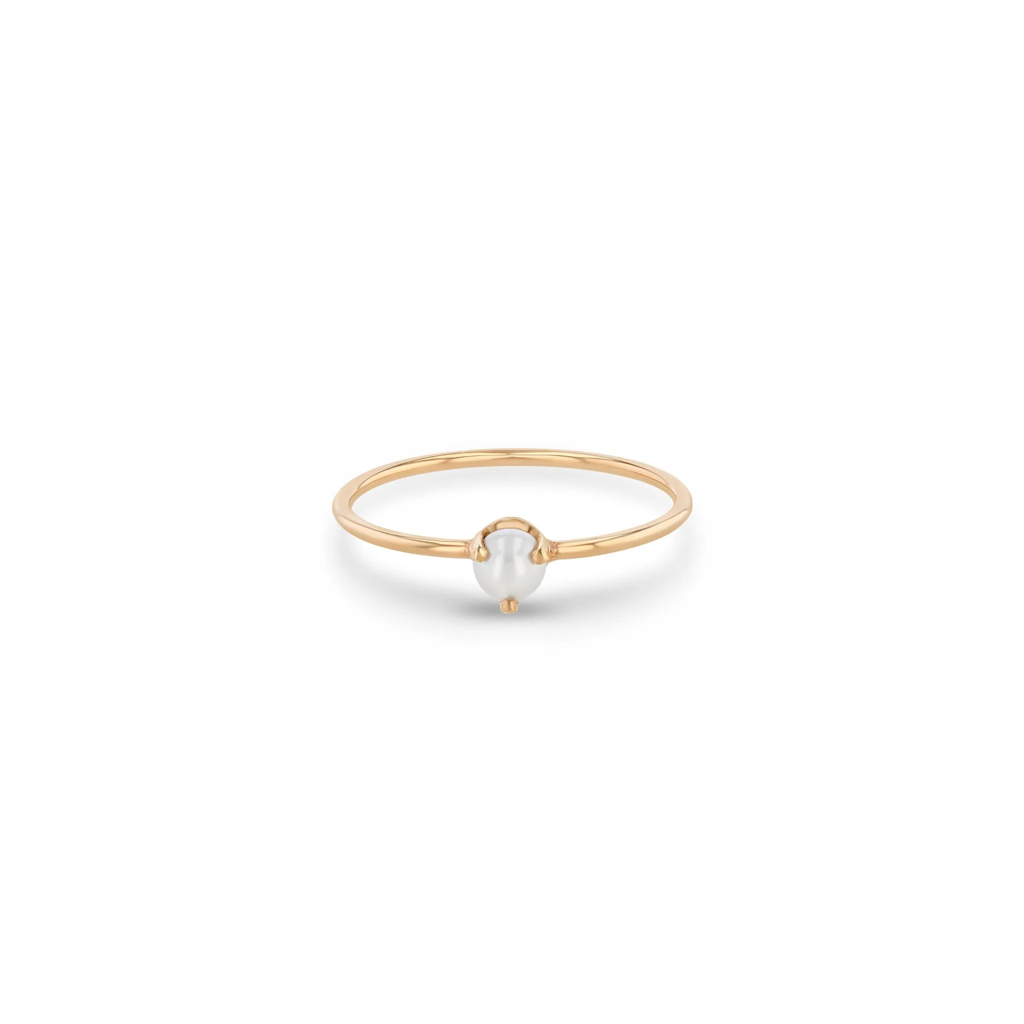 14k Single Prong Pearl Ring | June Birthstone