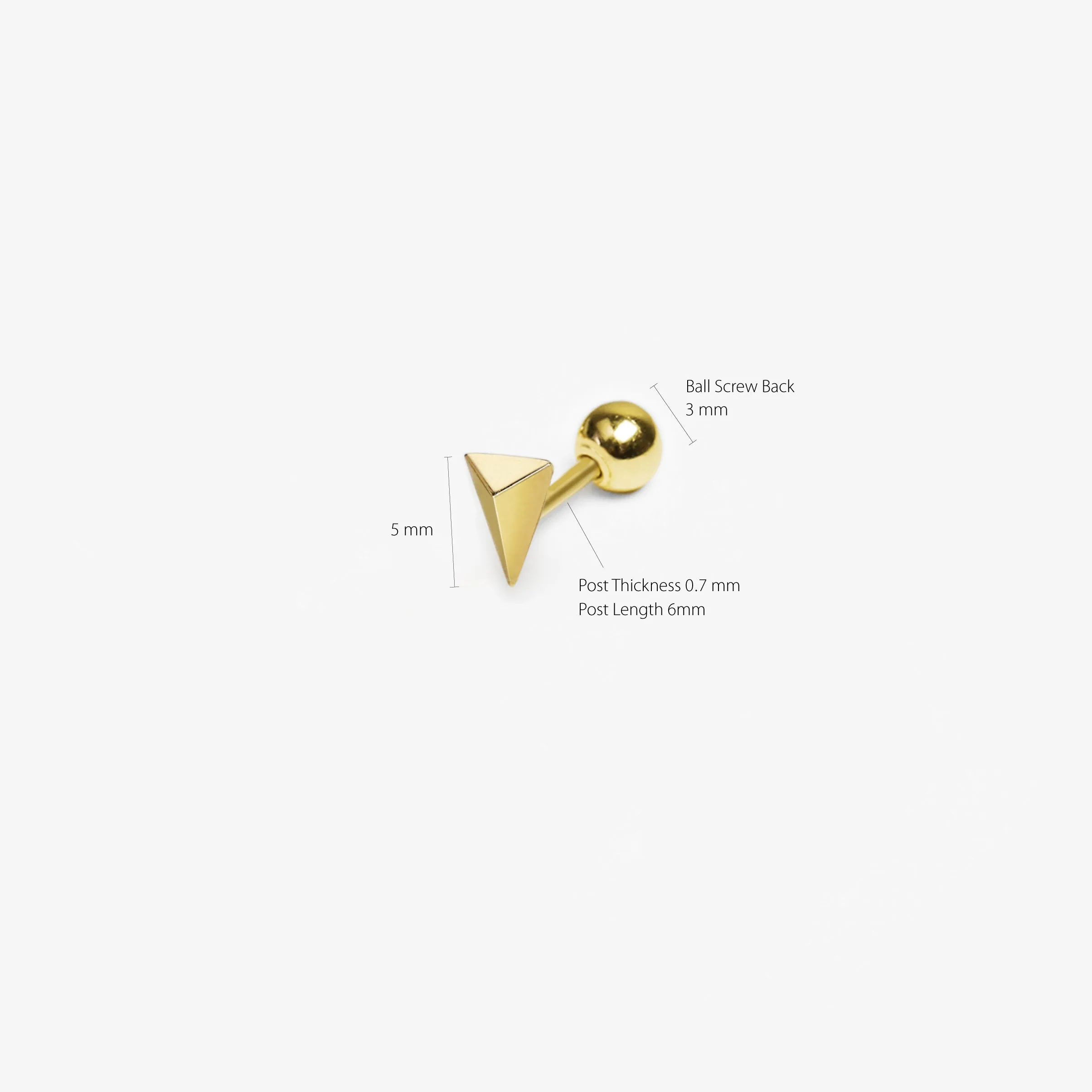 14k Solid Gold 3D Triangle Stud Earring