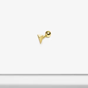 14k Solid Gold 3D Triangle Stud Earring