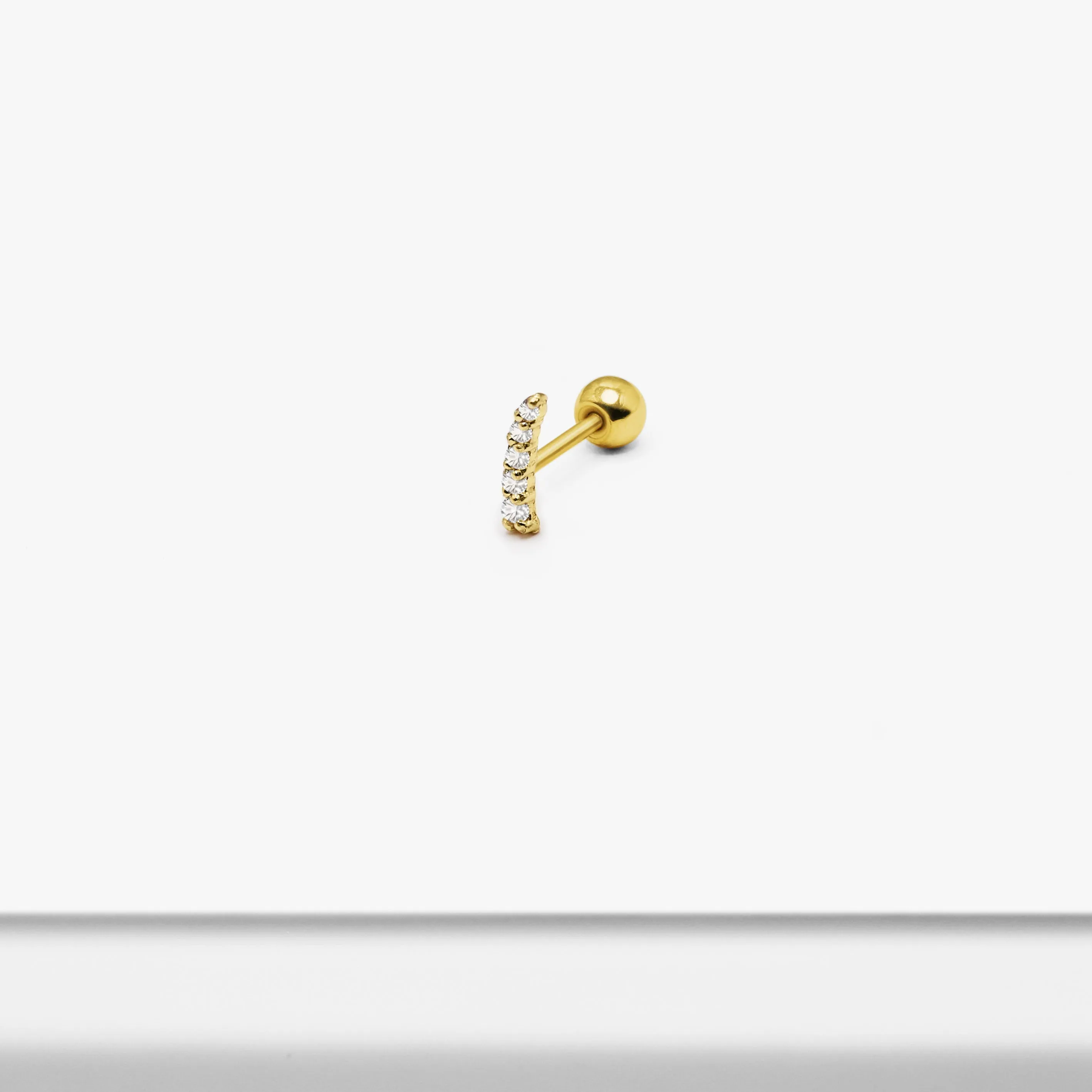 14k Solid Gold Crescendo CZ Stud Earring
