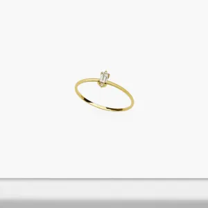 14k Solid Gold Dainty Baguette CZ Ring