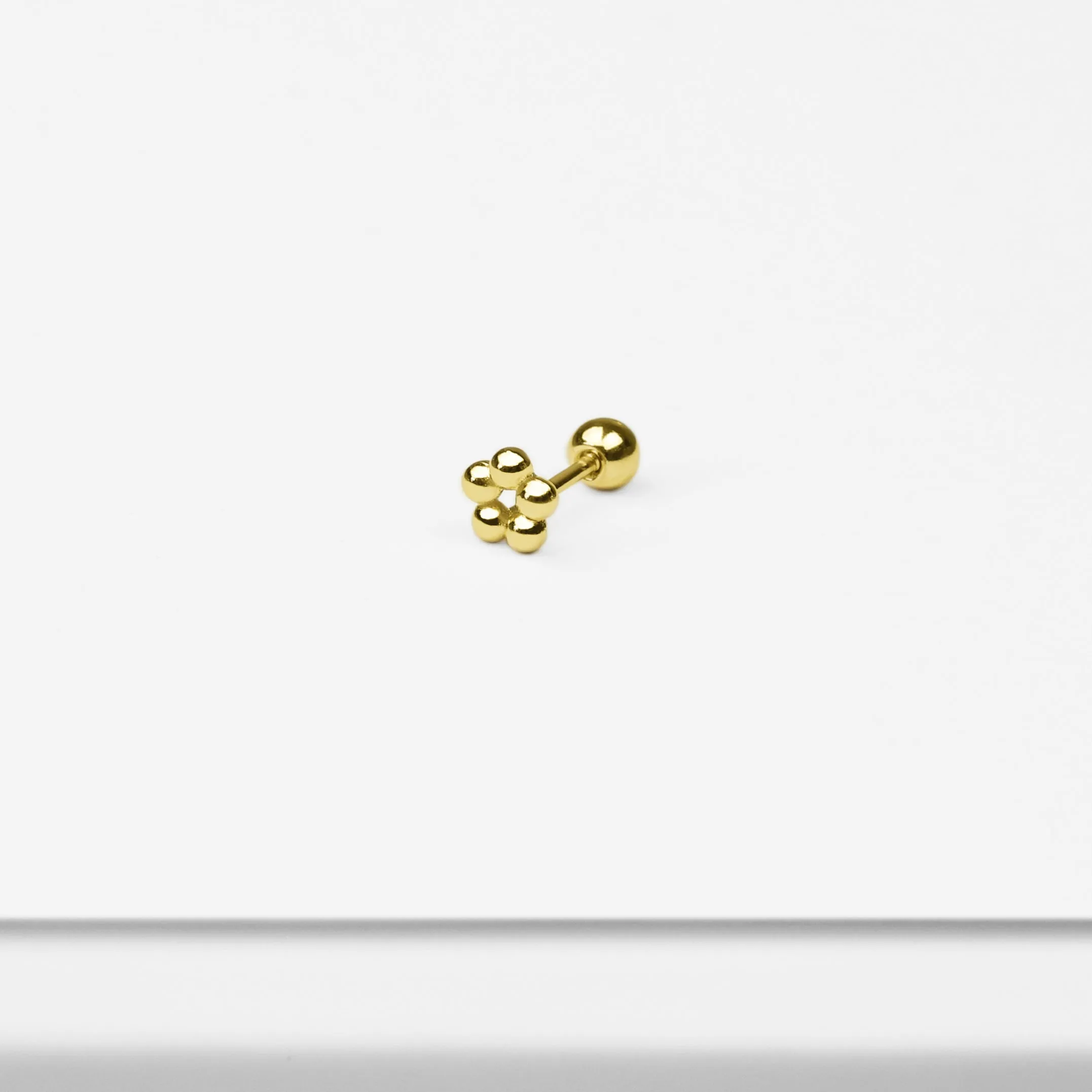 14k Solid Gold Tiny Ball Circle Stud Earring