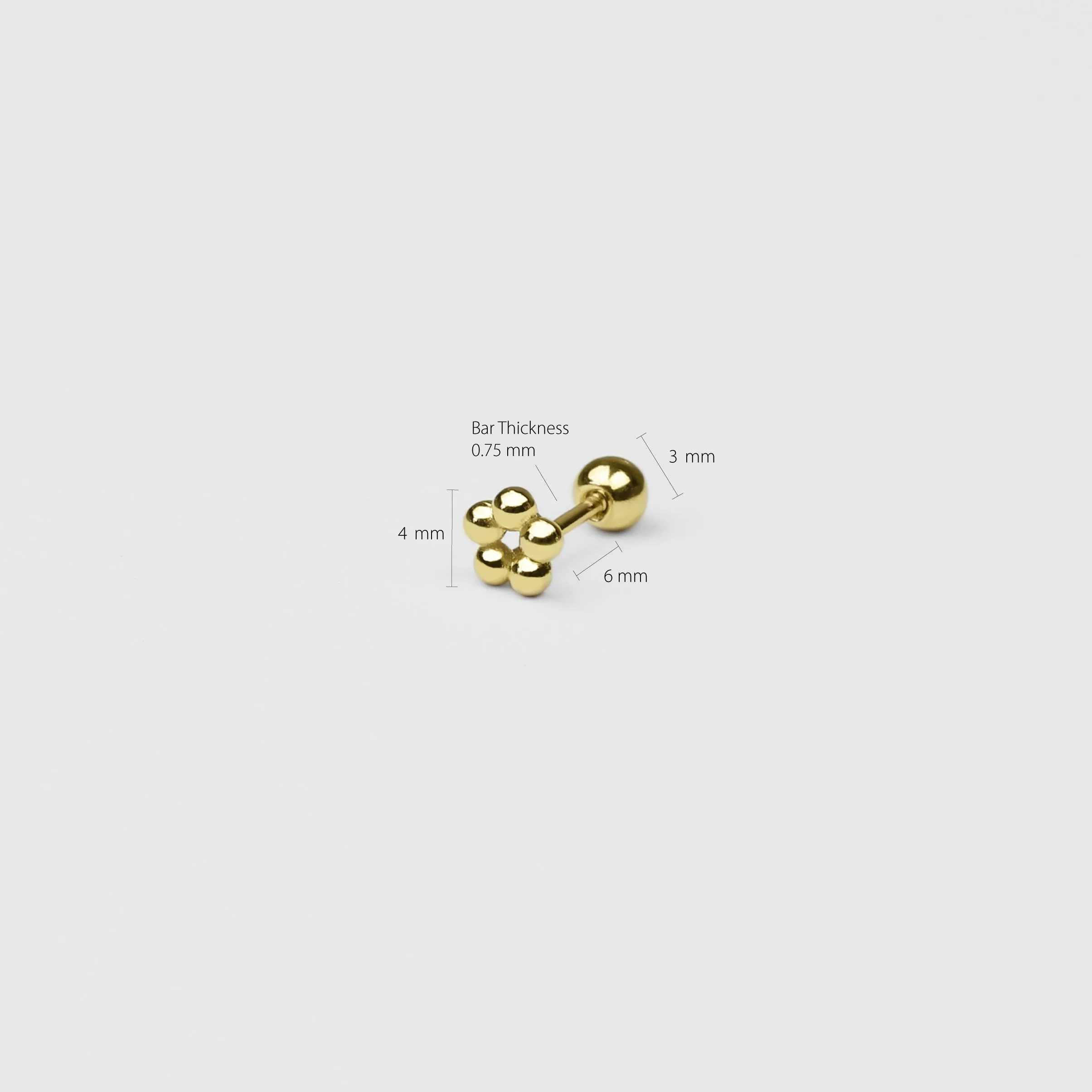 14k Solid Gold Tiny Ball Circle Stud Earring