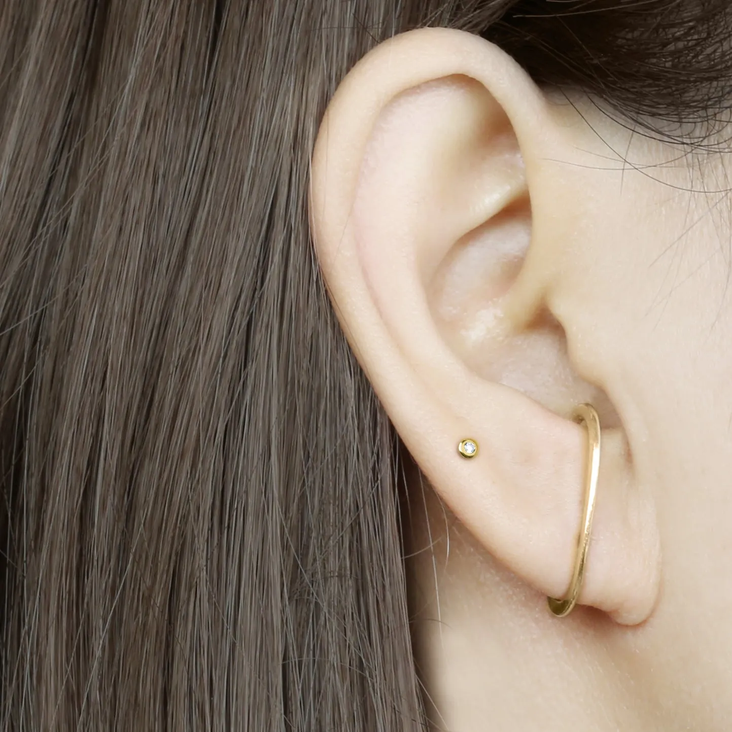 14k Solid Gold Tiny CZ Stud Earring