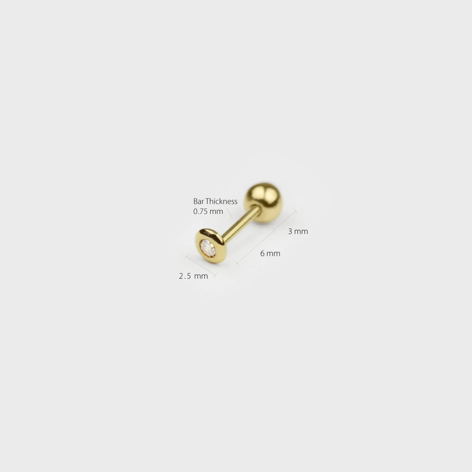 14k Solid Gold Tiny CZ Stud Earring