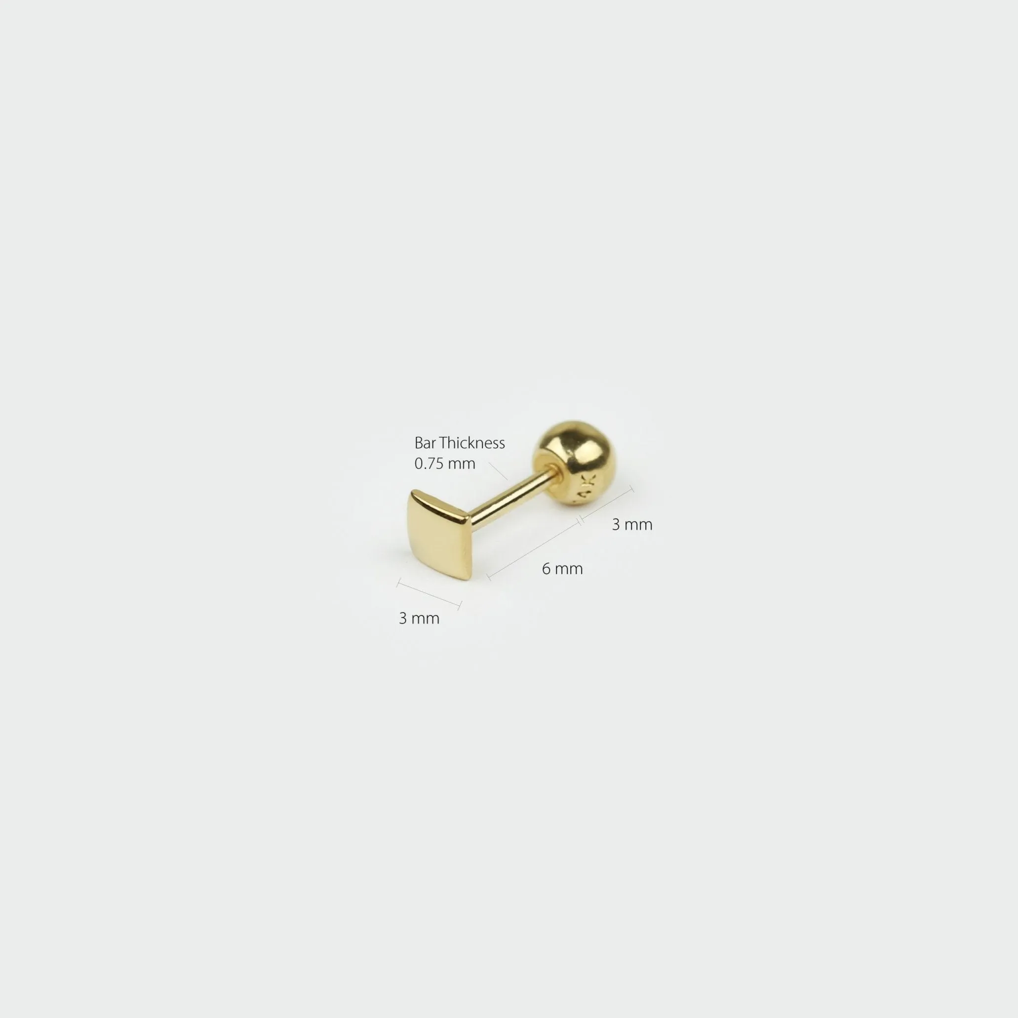 14k Solid Gold Tiny Square Stud Earring