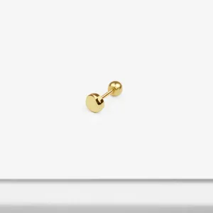 14k Solid Gold Wavy Circle Stud Earring