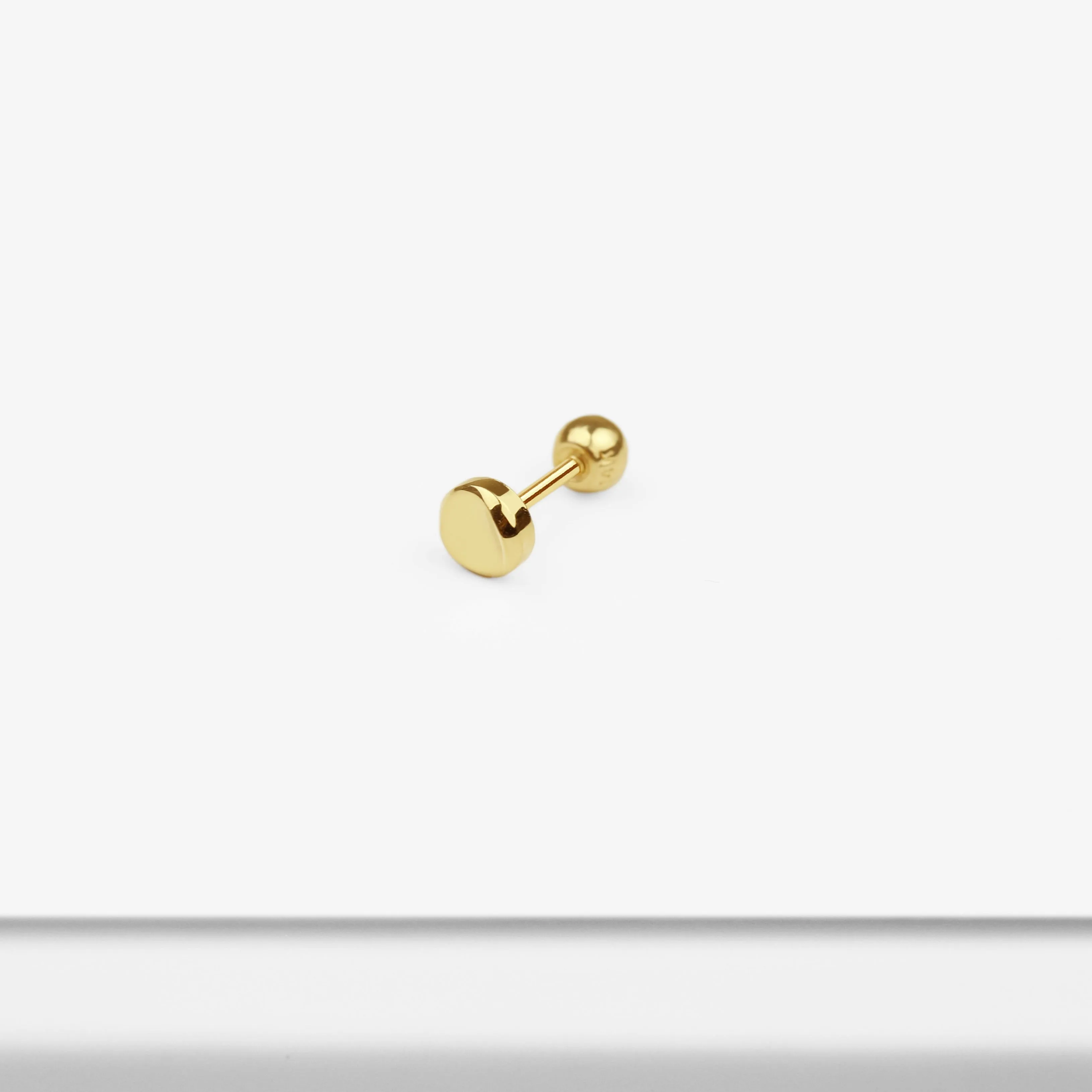 14k Solid Gold Wavy Circle Stud Earring