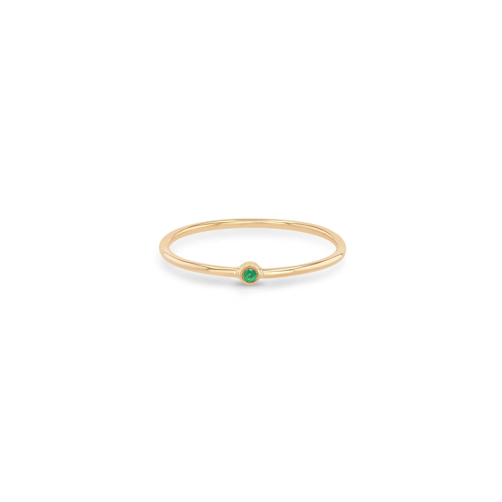14k Tiny Emerald Bezel Ring