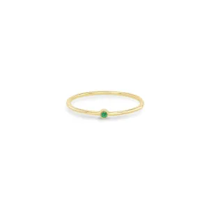 14k Tiny Emerald Bezel Ring