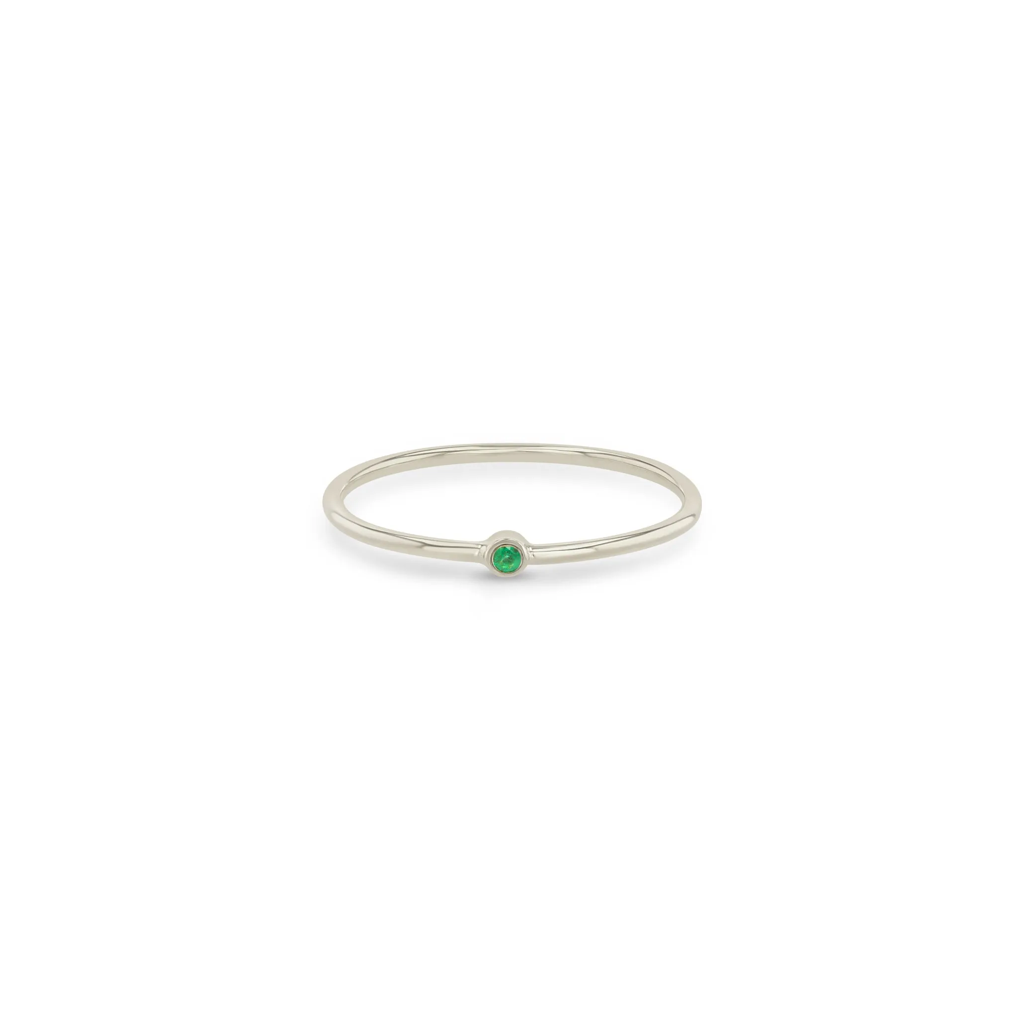 14k Tiny Emerald Bezel Ring