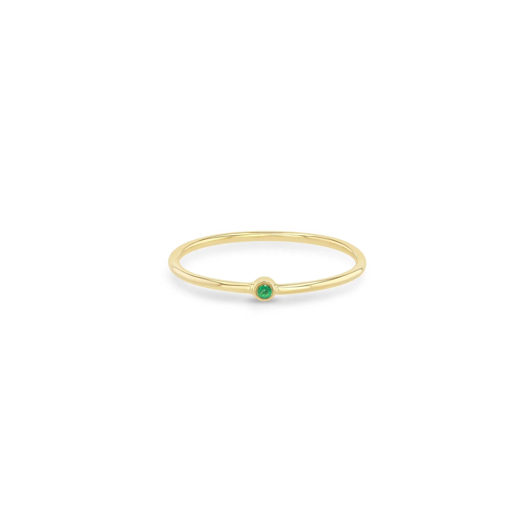 14k Tiny Emerald Bezel Ring