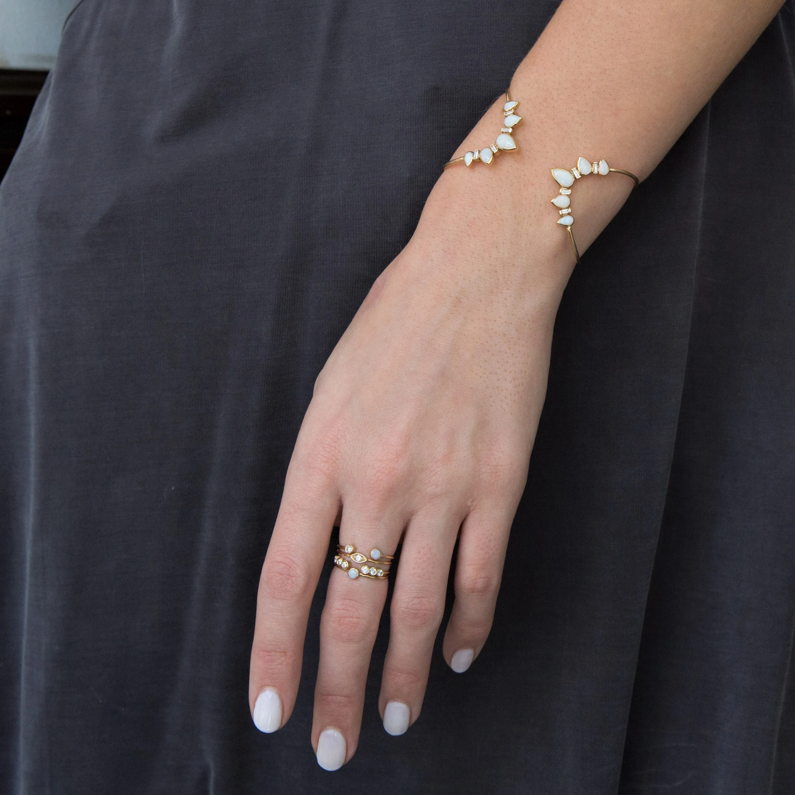 14k Tiny Opal Bezel Ring