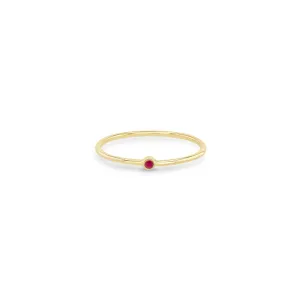 14k Tiny Ruby Bezel Ring