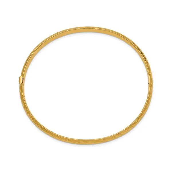 14K Yellow Gold (4.75mm) Textured Diamond Cut  Bangle