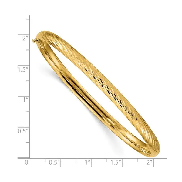 14K Yellow Gold (4.75mm) Textured Diamond Cut  Bangle