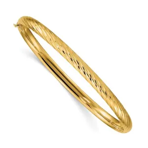 14K Yellow Gold (4.75mm) Textured Diamond Cut  Bangle